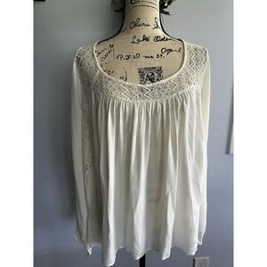 cloud chaser top Women's Bohemian Lace Peasant Lightweight Ivory Size XL‎